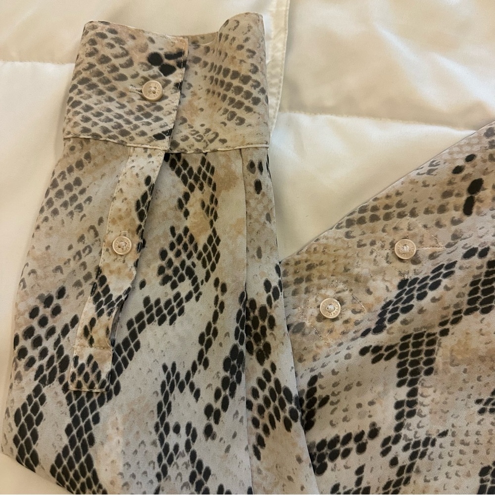 Express Snake Print Button Down Shirt - Black and Cream - Picture 7 of 8